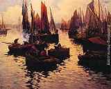 Marie Paintings - After the day's Catch by Fernand Marie Eugene Legout-Gerard